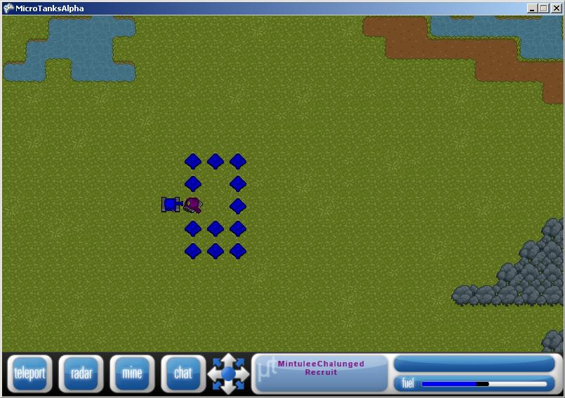 MicroTanksAlpha: the first real version, with teleport, radar, mine and chat buttons